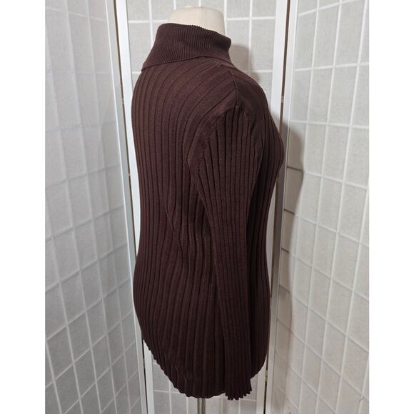 Ashley Stewart Women Brown Ribbed Knit Turtleneck Sweater Shirt Plus Size: 10/12 - Picture 6 of 10